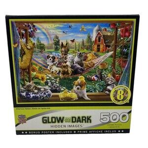 MasterPieces Puzzle Afternoon Siesta 500 Piece Glow In The Dark Hidden Images